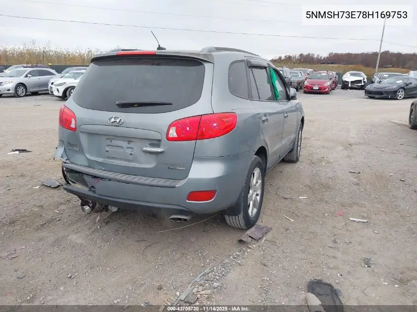 5NMSH73E78H169753 2008 Hyundai Santa Fe Limited/Se