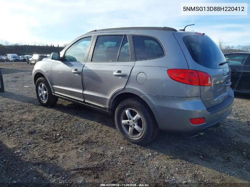 5NMSG13D88H220412 2008 Hyundai Santa Fe Gls