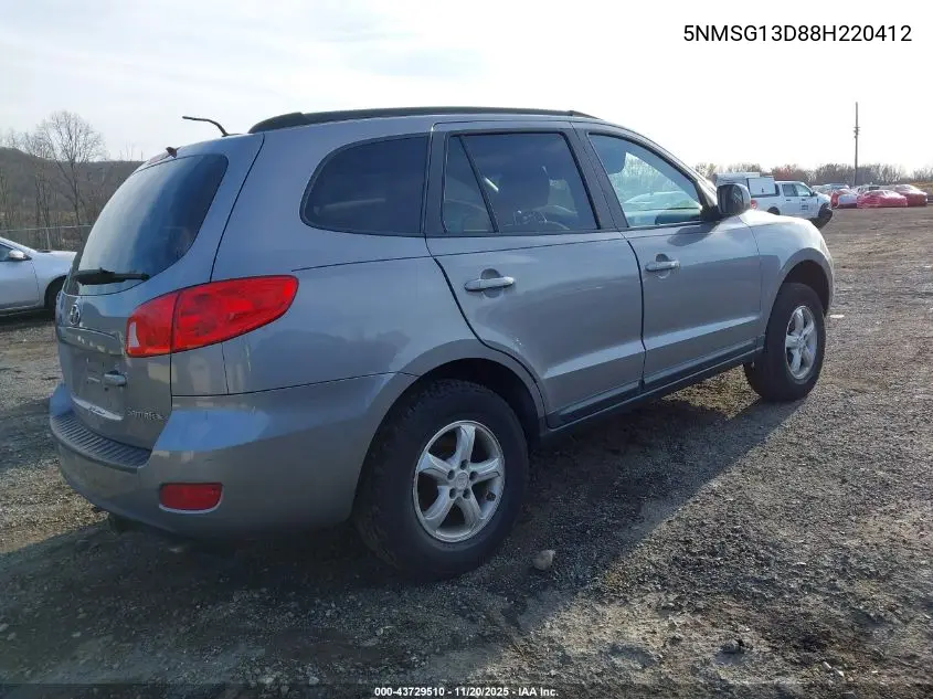 5NMSG13D88H220412 2008 Hyundai Santa Fe Gls