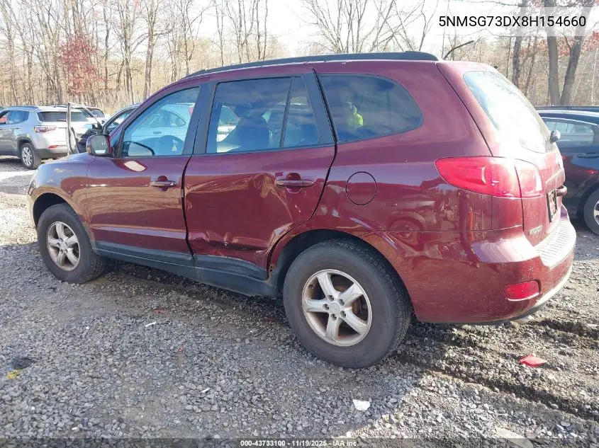 5NMSG73DX8H154660 2008 Hyundai Santa Fe Gls