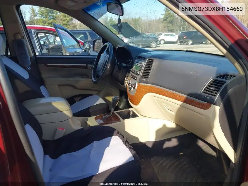 5NMSG73DX8H154660 2008 Hyundai Santa Fe Gls