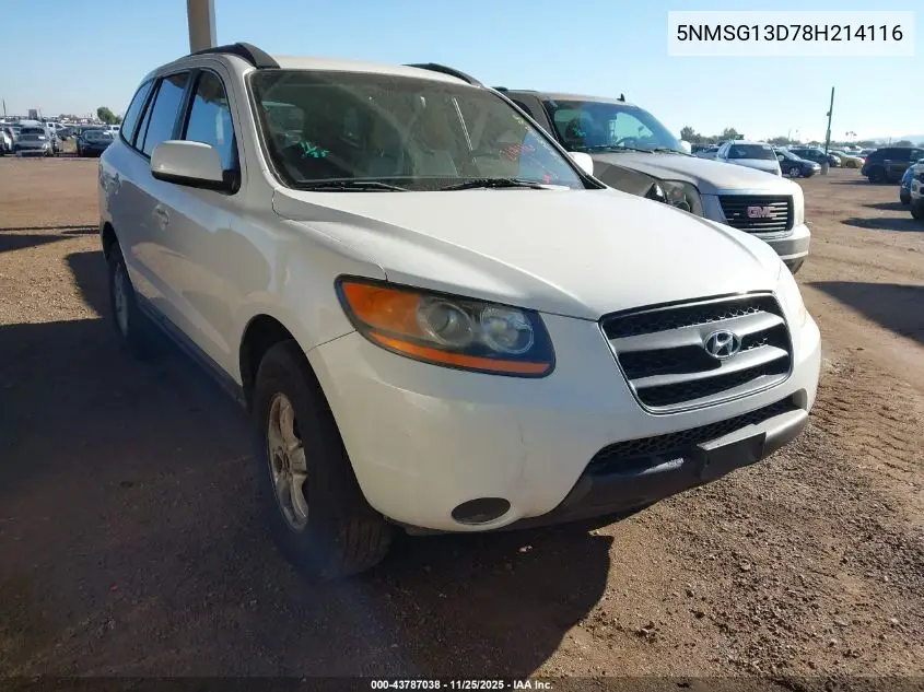 5NMSG13D78H214116 2008 Hyundai Santa Fe Gls