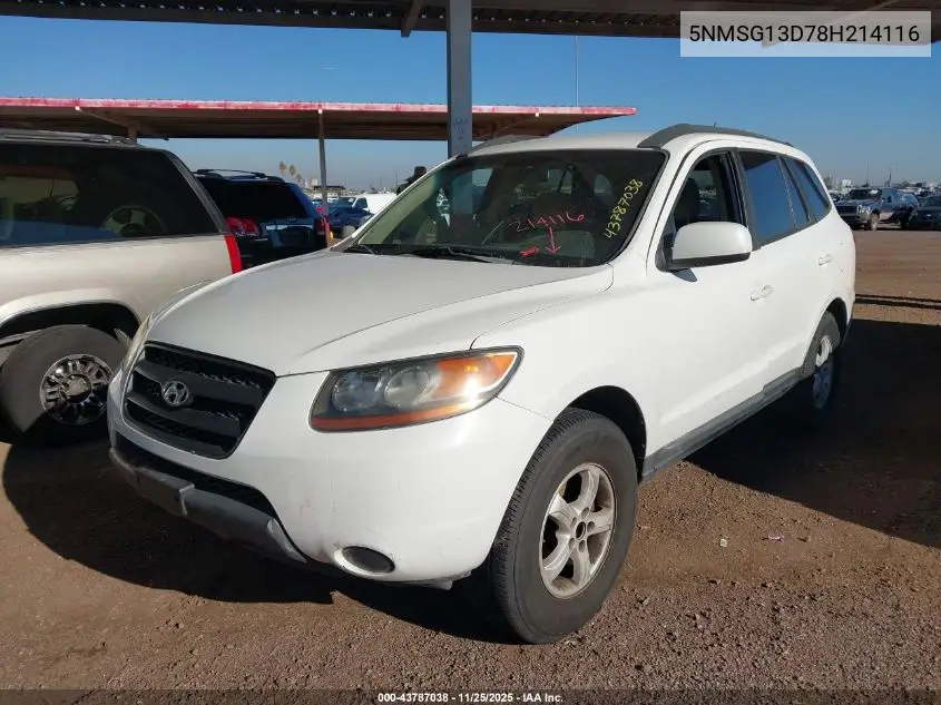 5NMSG13D78H214116 2008 Hyundai Santa Fe Gls
