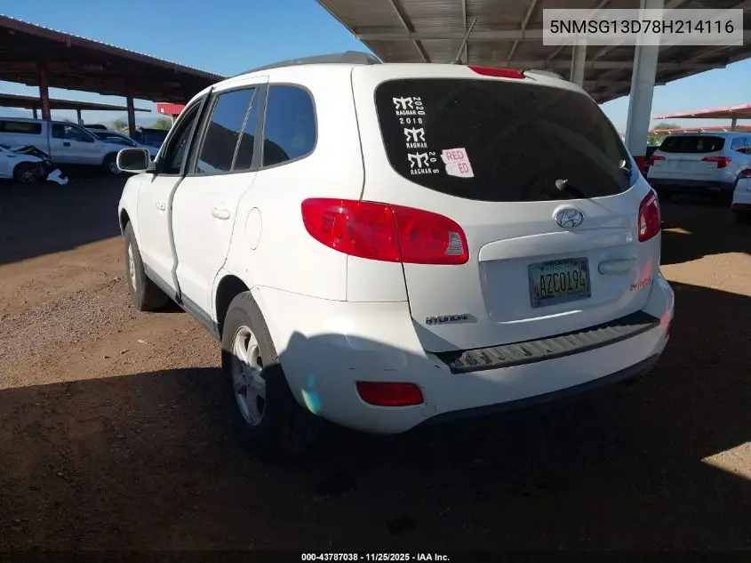 5NMSG13D78H214116 2008 Hyundai Santa Fe Gls