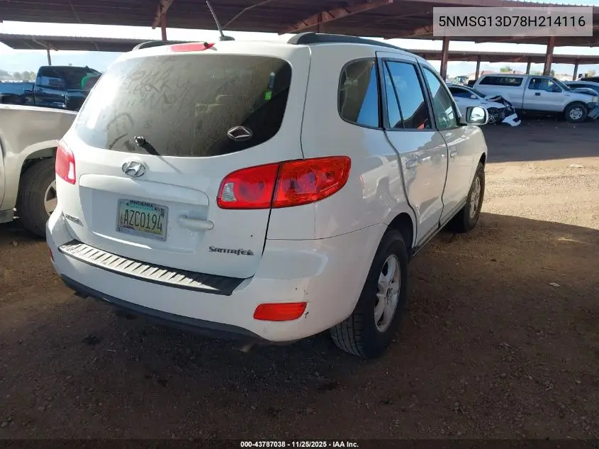 5NMSG13D78H214116 2008 Hyundai Santa Fe Gls