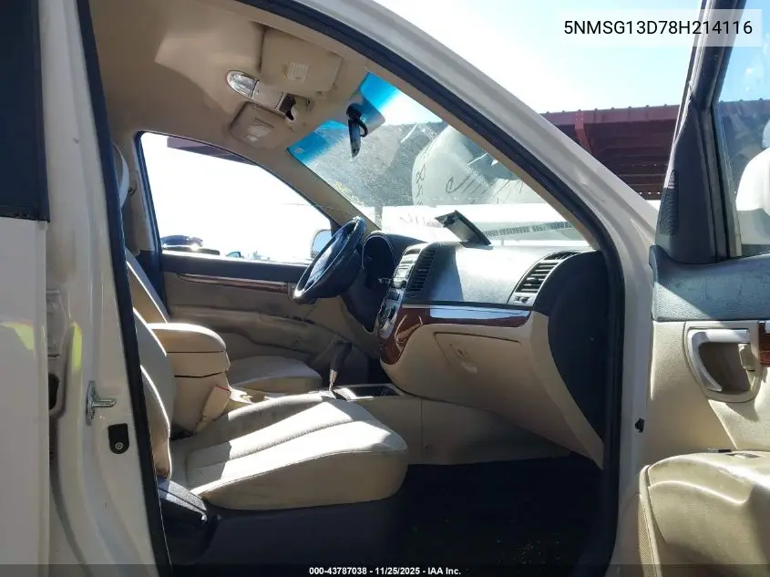 5NMSG13D78H214116 2008 Hyundai Santa Fe Gls