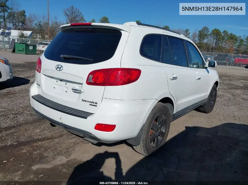 5NMSH13E28H147964 2008 Hyundai Santa Fe Limited/Se