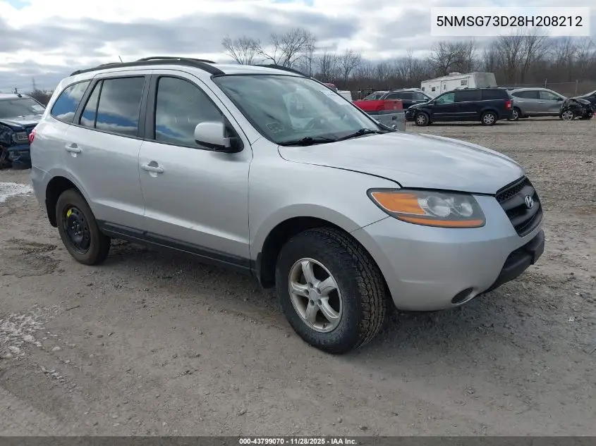 5NMSG73D28H208212 2008 Hyundai Santa Fe Gls