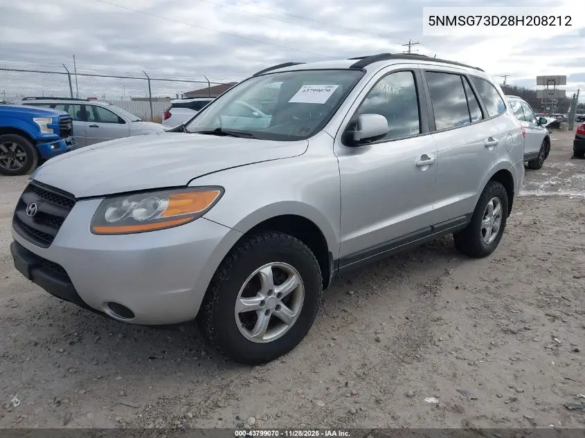 5NMSG73D28H208212 2008 Hyundai Santa Fe Gls