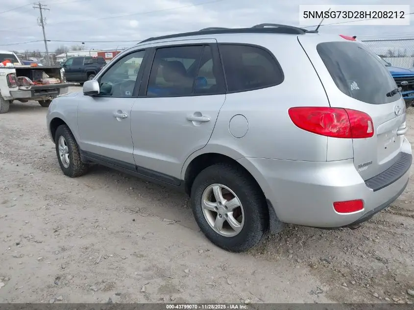 5NMSG73D28H208212 2008 Hyundai Santa Fe Gls