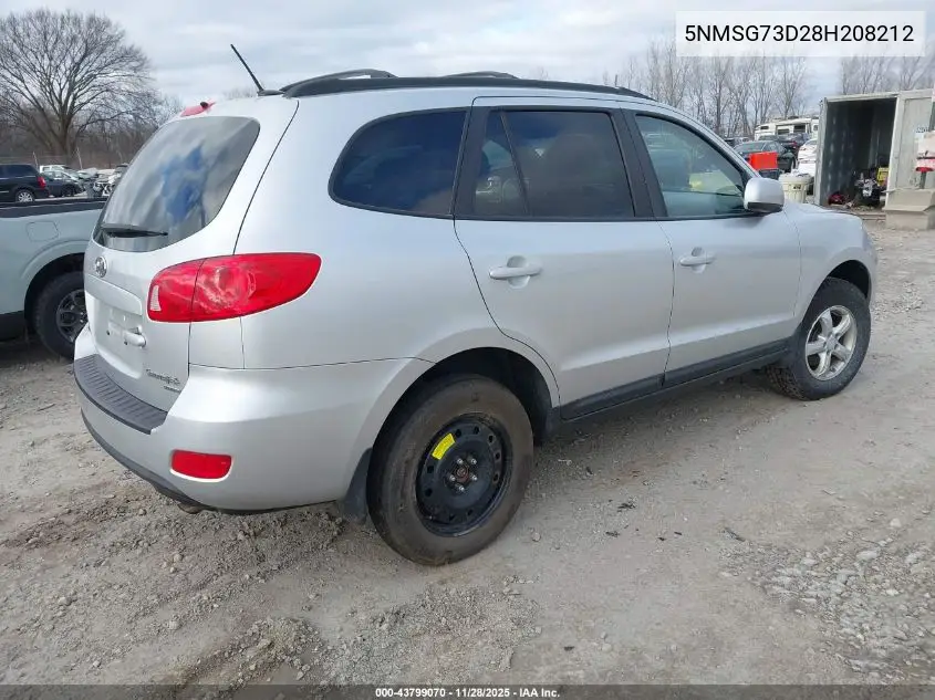 5NMSG73D28H208212 2008 Hyundai Santa Fe Gls