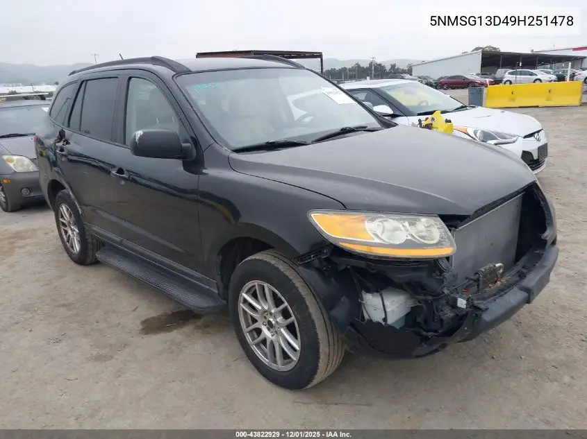 5NMSG13D49H251478 2009 Hyundai Santa Fe Gls
