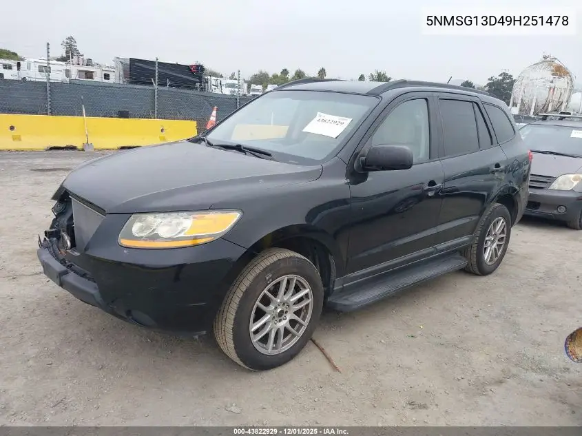 5NMSG13D49H251478 2009 Hyundai Santa Fe Gls