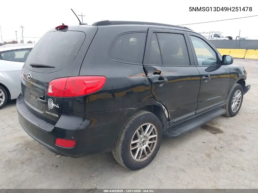 5NMSG13D49H251478 2009 Hyundai Santa Fe Gls