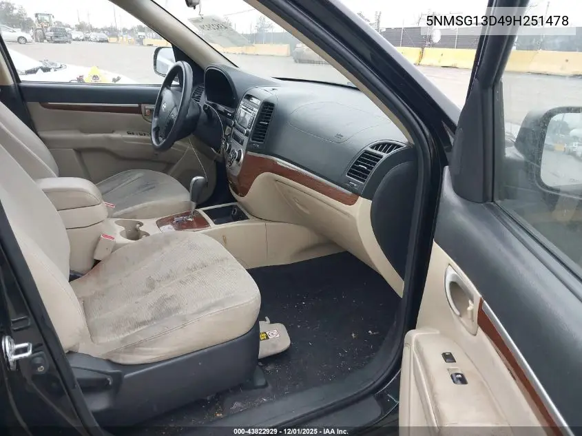 5NMSG13D49H251478 2009 Hyundai Santa Fe Gls