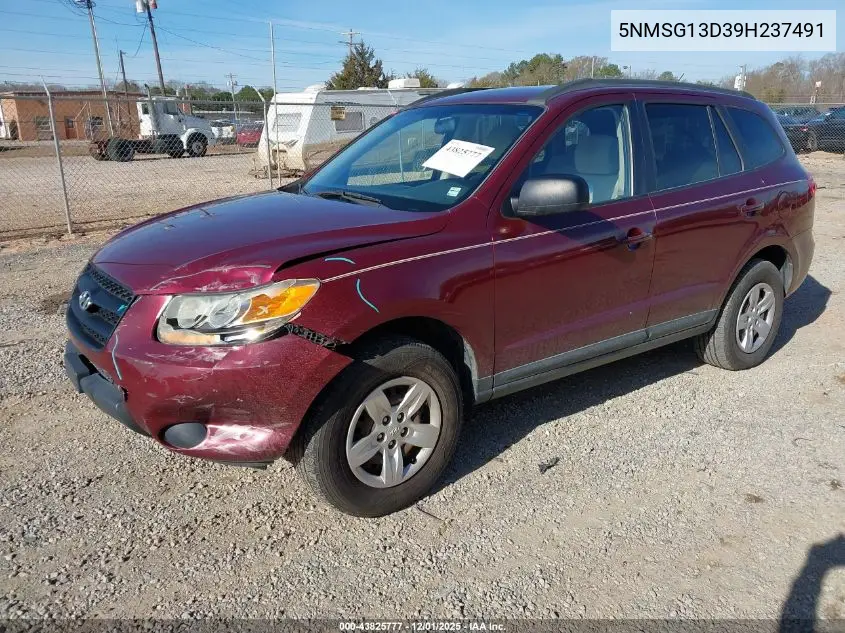 5NMSG13D39H237491 2009 Hyundai Santa Fe Gls