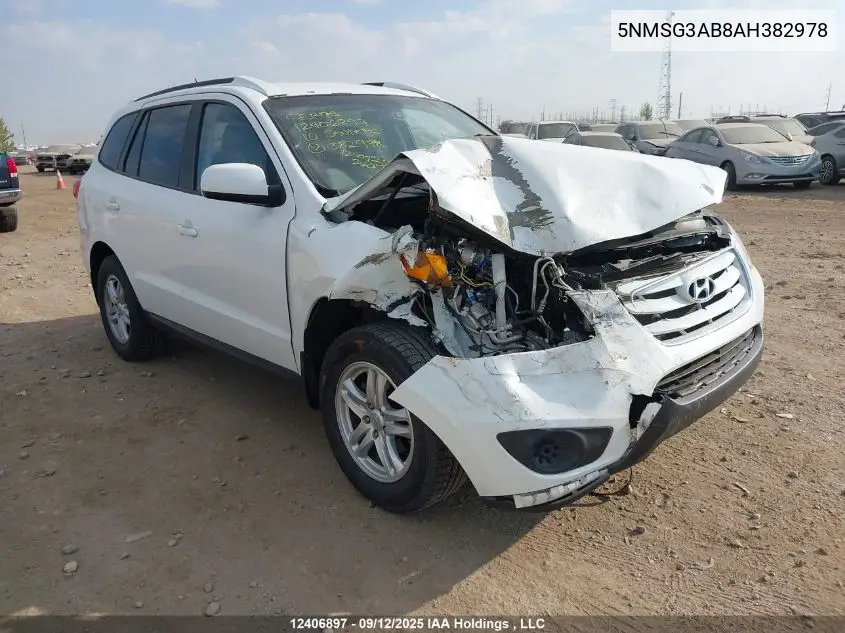 5NMSG3AB8AH382978 2010 Hyundai Santa Fe Gls