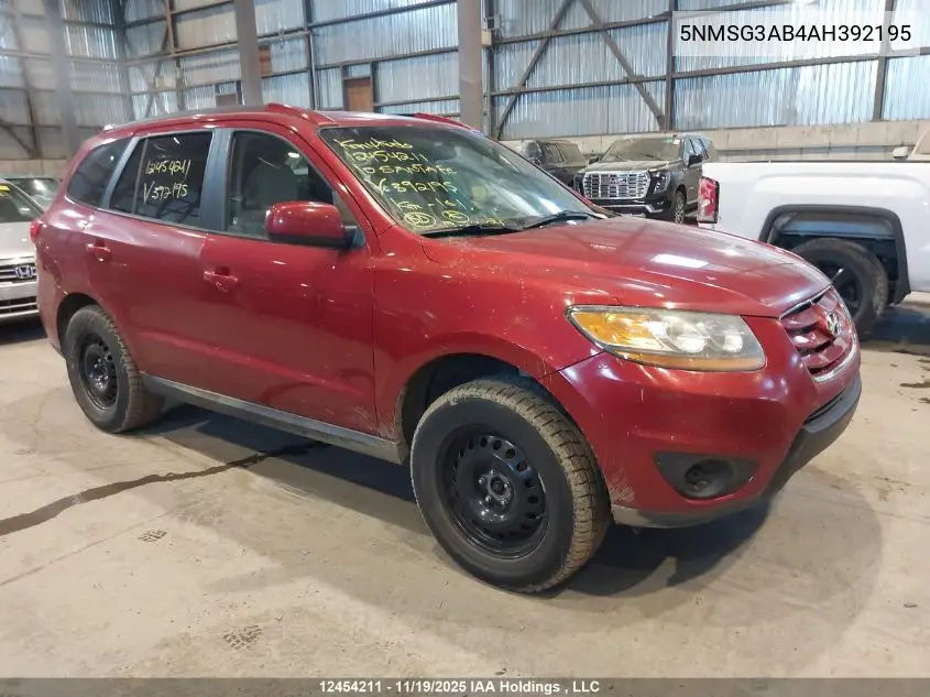5NMSG3AB4AH392195 2010 Hyundai Santa Fe Gls
