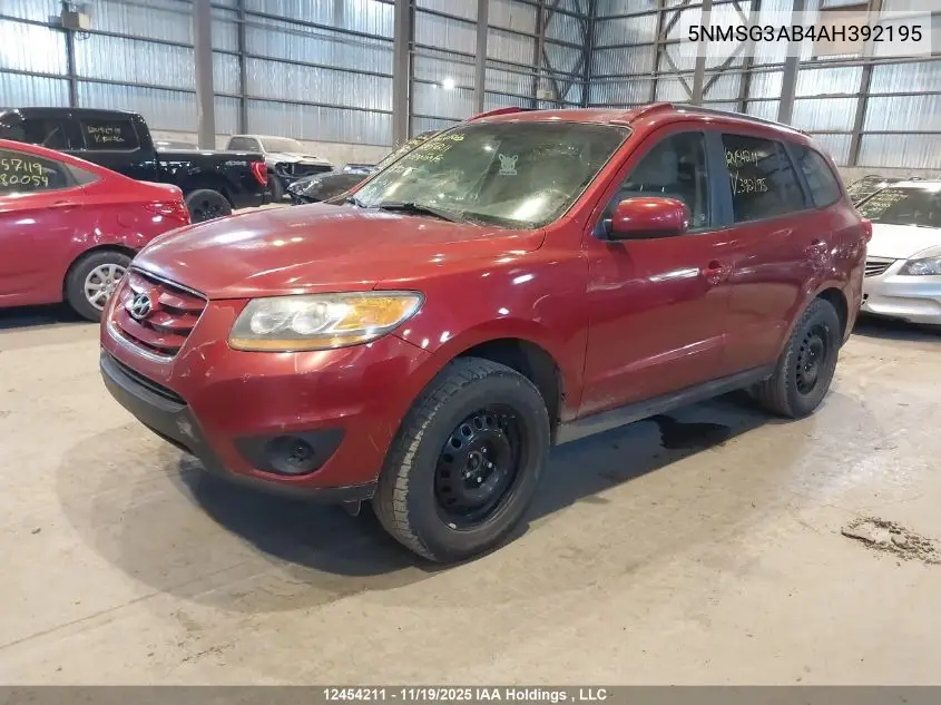 5NMSG3AB4AH392195 2010 Hyundai Santa Fe Gls