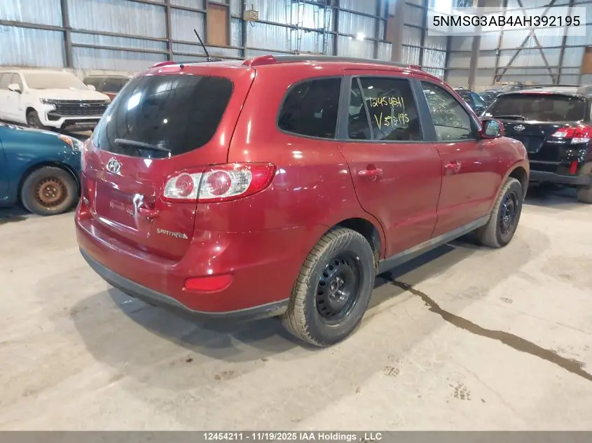 5NMSG3AB4AH392195 2010 Hyundai Santa Fe Gls
