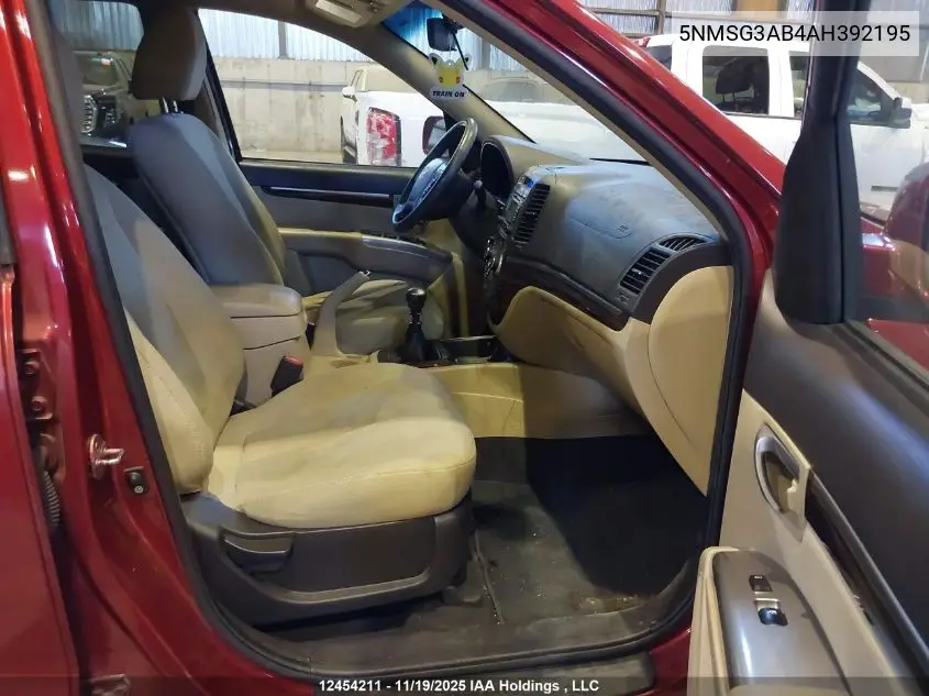 5NMSG3AB4AH392195 2010 Hyundai Santa Fe Gls