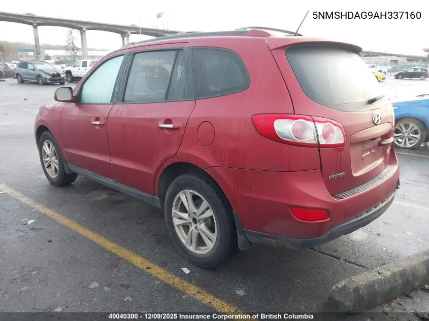 5NMSHDAG9AH337160 2010 Hyundai Santa Fe Se