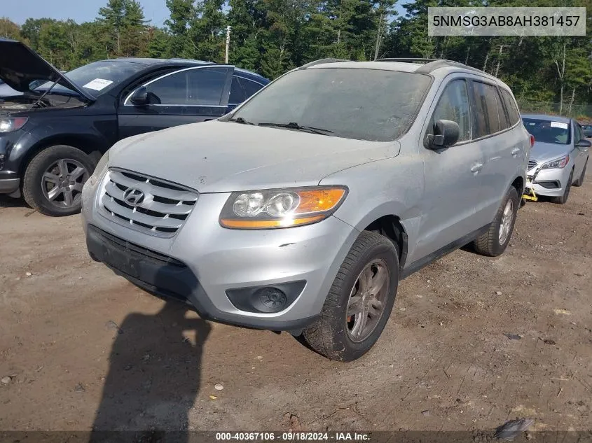 5NMSG3AB8AH381457 2010 Hyundai Santa Fe Gls