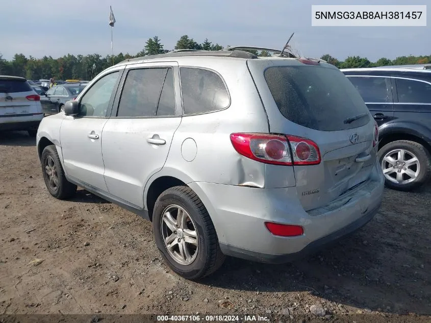 5NMSG3AB8AH381457 2010 Hyundai Santa Fe Gls