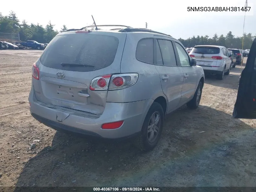 5NMSG3AB8AH381457 2010 Hyundai Santa Fe Gls