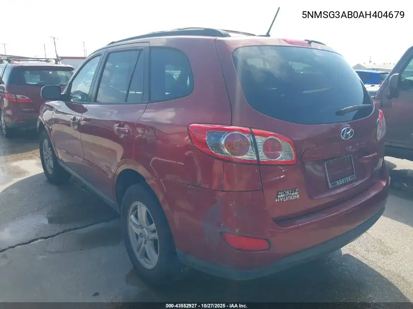 5NMSG3AB0AH404679 2010 Hyundai Santa Fe Gls