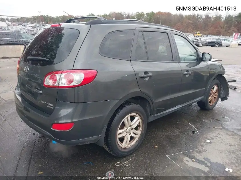 5NMSGDAB9AH401513 2010 Hyundai Santa Fe Gls