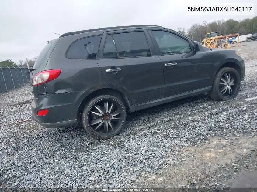5NMSG3ABXAH340117 2010 Hyundai Santa Fe Gls
