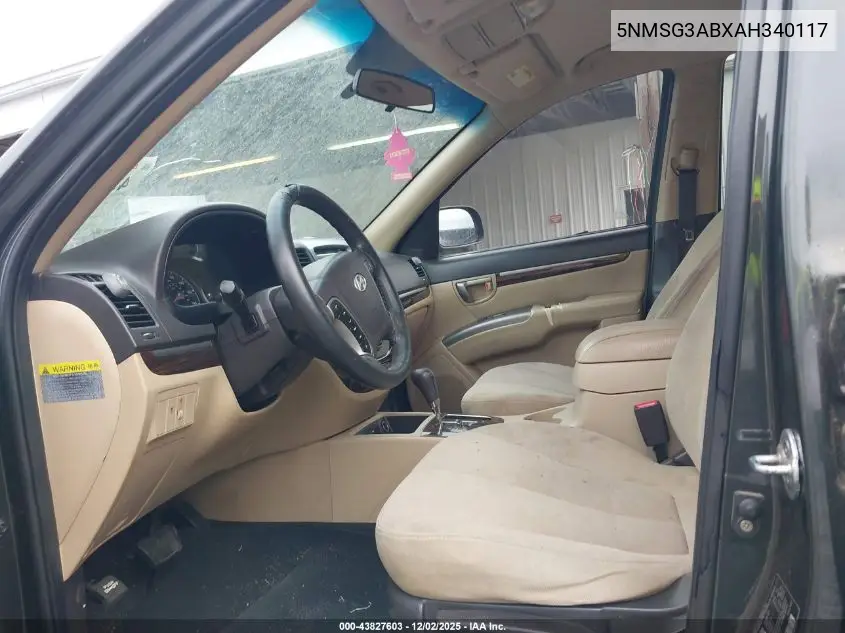 5NMSG3ABXAH340117 2010 Hyundai Santa Fe Gls
