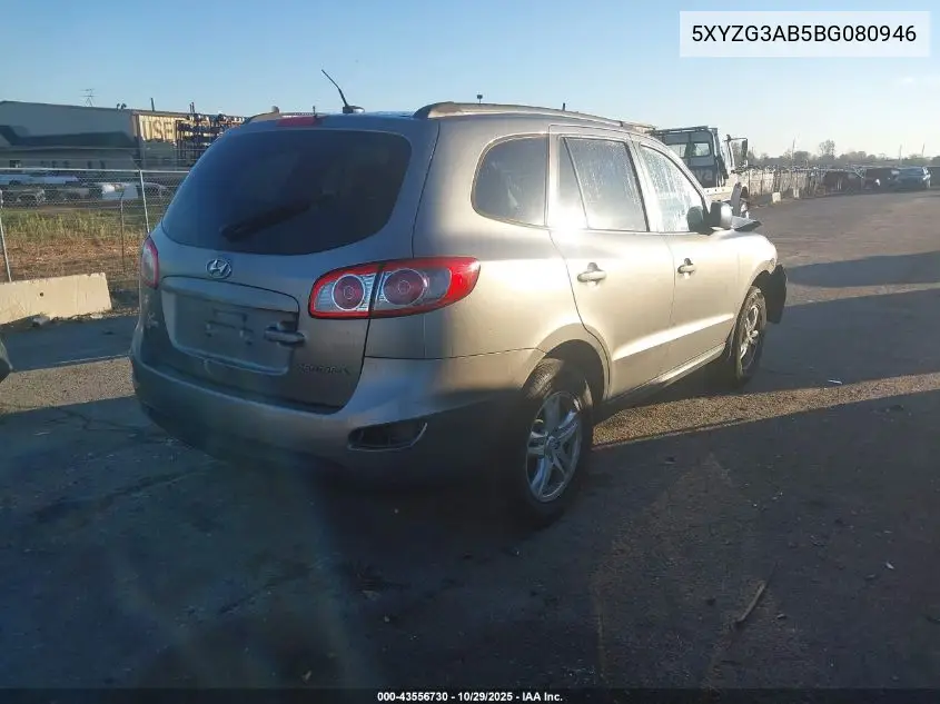 5XYZG3AB5BG080946 2011 Hyundai Santa Fe Gls