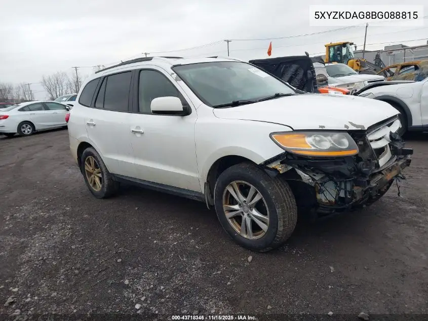 5XYZKDAG8BG088815 2011 Hyundai Santa Fe Limited V6