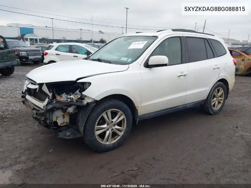 5XYZKDAG8BG088815 2011 Hyundai Santa Fe Limited V6