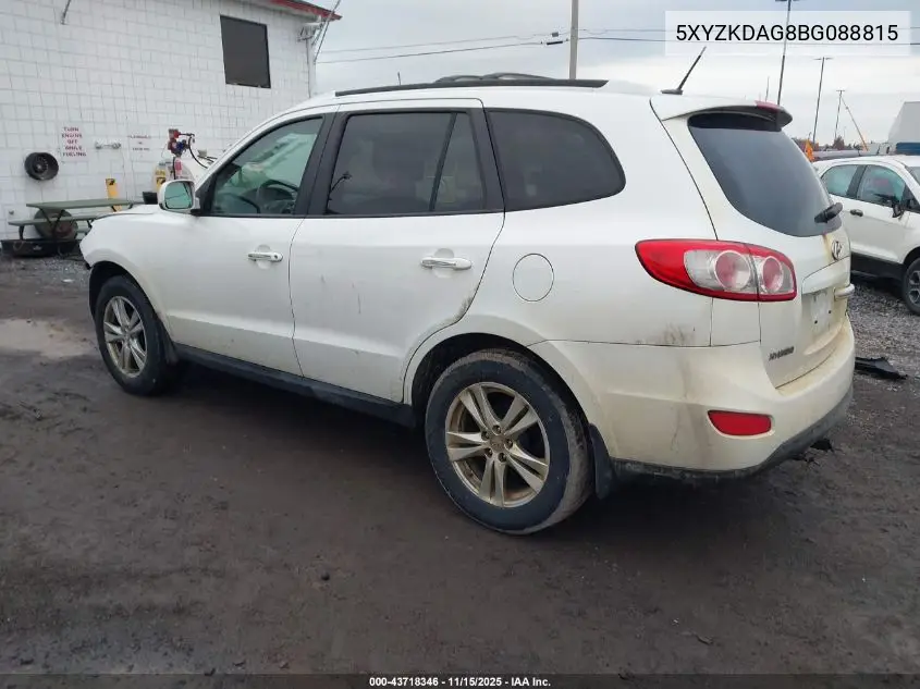 5XYZKDAG8BG088815 2011 Hyundai Santa Fe Limited V6
