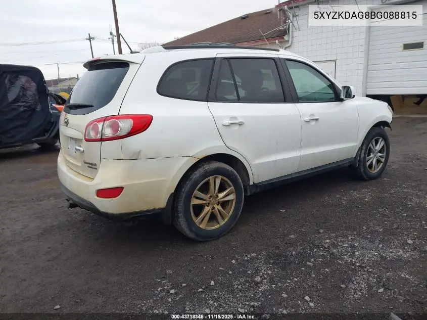 5XYZKDAG8BG088815 2011 Hyundai Santa Fe Limited V6