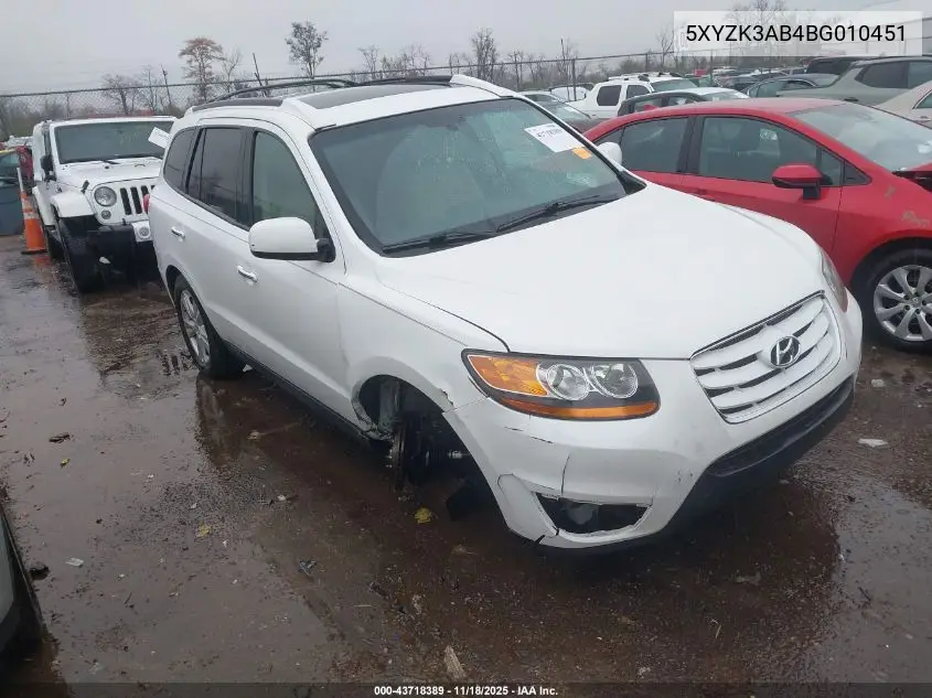 5XYZK3AB4BG010451 2011 Hyundai Santa Fe Limited