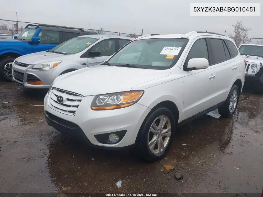 5XYZK3AB4BG010451 2011 Hyundai Santa Fe Limited