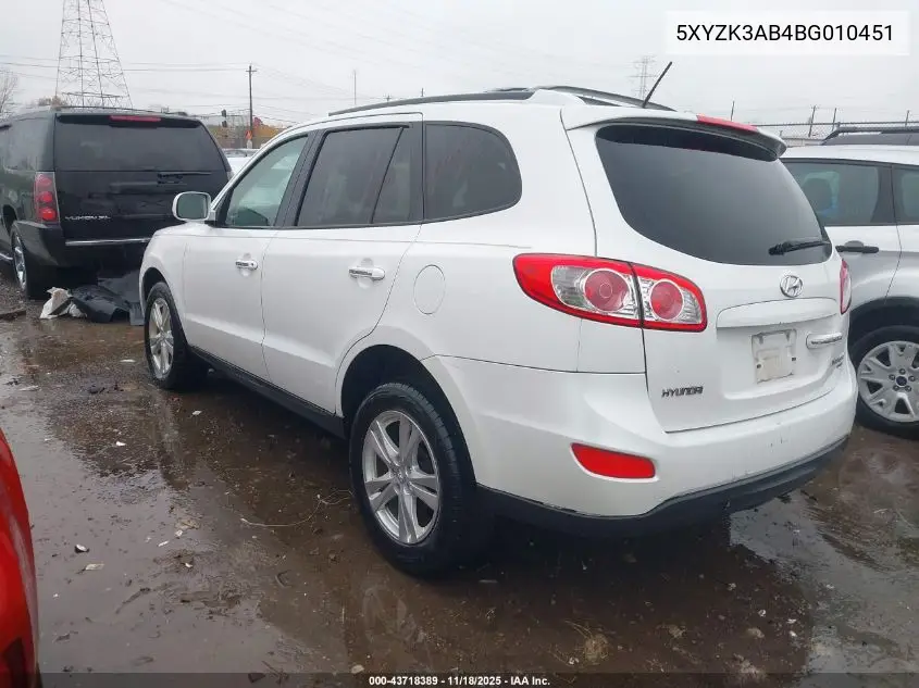 5XYZK3AB4BG010451 2011 Hyundai Santa Fe Limited