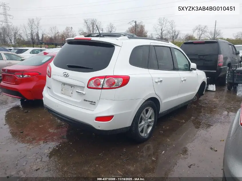 5XYZK3AB4BG010451 2011 Hyundai Santa Fe Limited