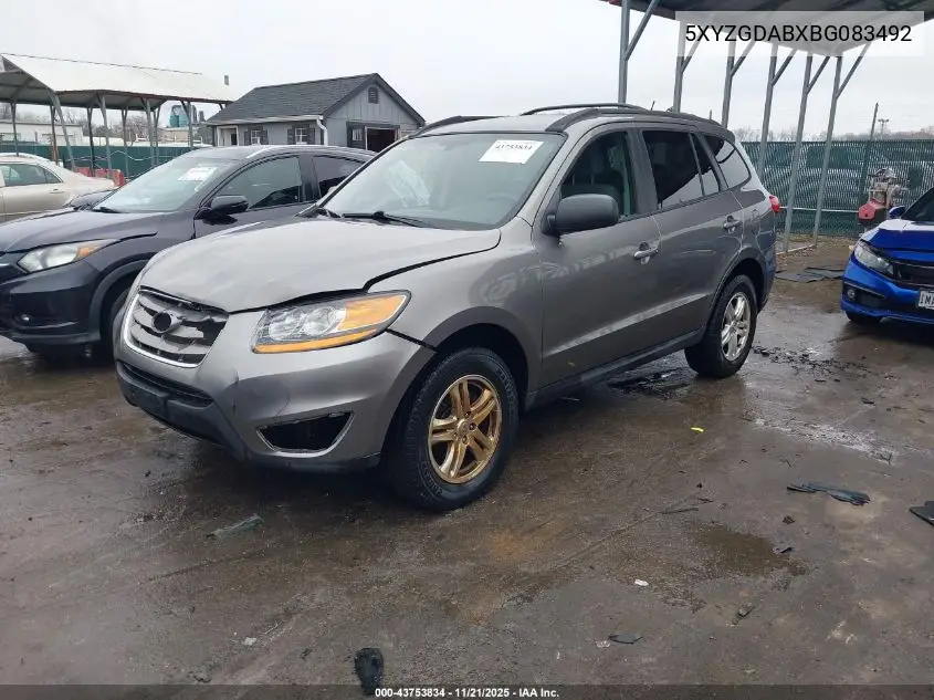 5XYZGDABXBG083492 2011 Hyundai Santa Fe Gls