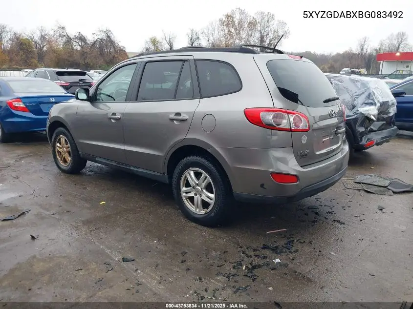 5XYZGDABXBG083492 2011 Hyundai Santa Fe Gls