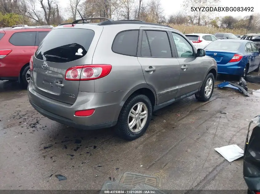 5XYZGDABXBG083492 2011 Hyundai Santa Fe Gls