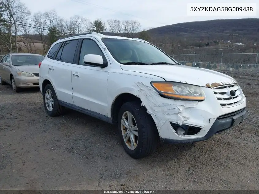 5XYZKDAG5BG009438 2011 Hyundai Santa Fe Limited V6