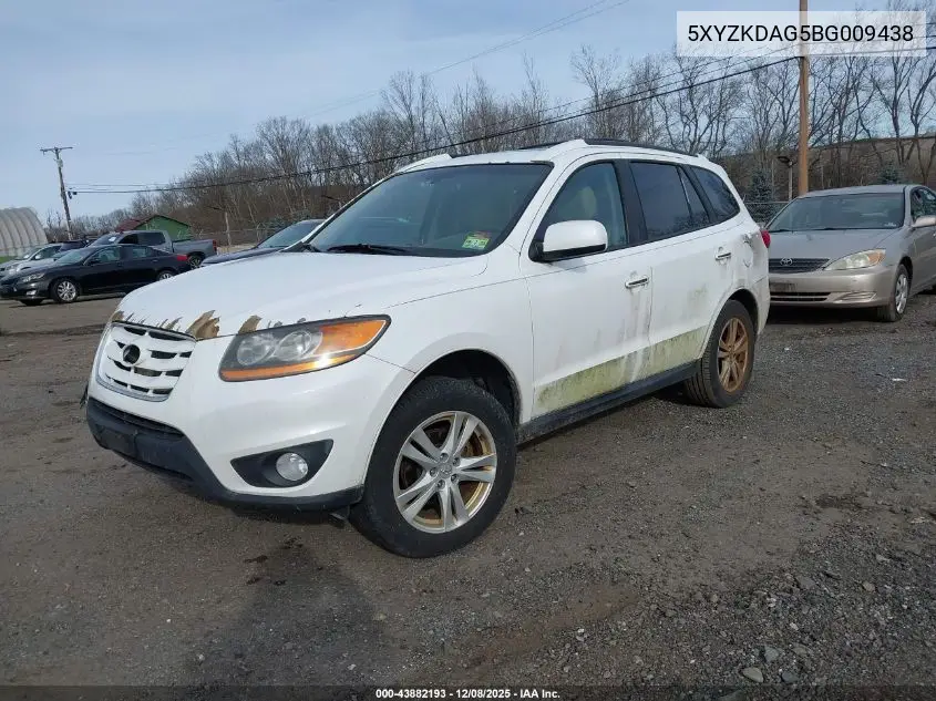 5XYZKDAG5BG009438 2011 Hyundai Santa Fe Limited V6