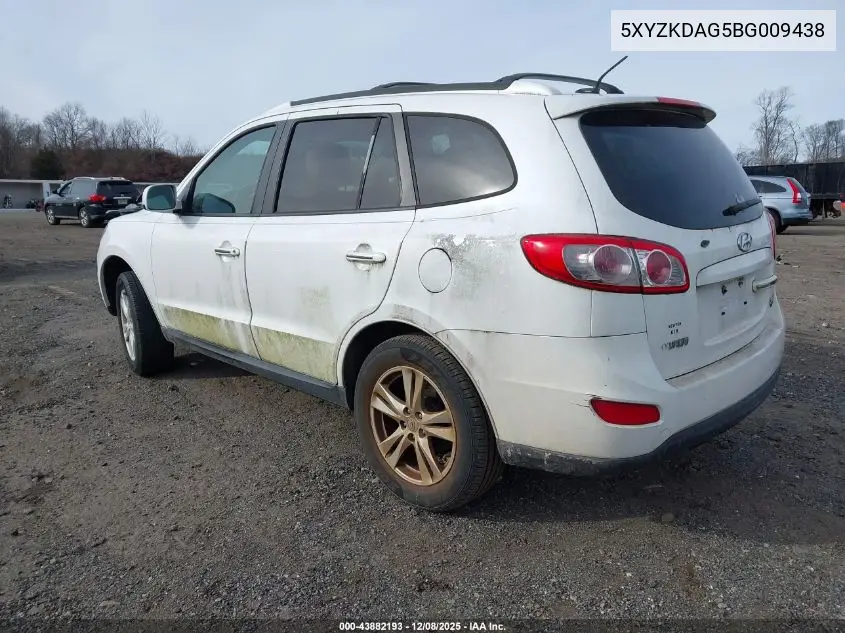 5XYZKDAG5BG009438 2011 Hyundai Santa Fe Limited V6