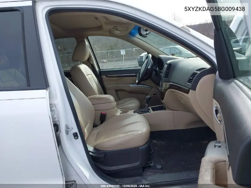 5XYZKDAG5BG009438 2011 Hyundai Santa Fe Limited V6
