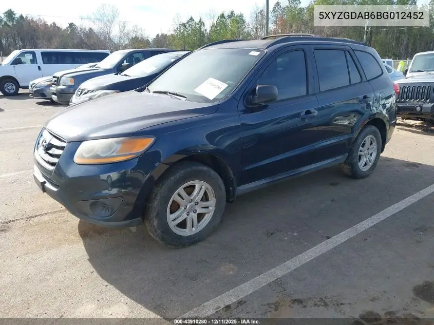 5XYZGDAB6BG012452 2011 Hyundai Santa Fe Gls